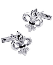 Load image into Gallery viewer, Sutton Sterling Silver and Onyx Fleur-de-lis Cufflinks