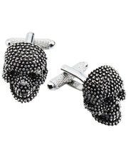Load image into Gallery viewer, Sutton Antiqued Silver-Tone Skull Cufflinks