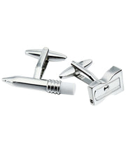 Load image into Gallery viewer, Sutton Silver-Tone Pencil and Sharpener Cufflinks