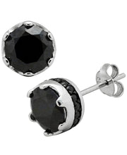 Load image into Gallery viewer, Sutton Sterling Silver Round Stud Earrings with Cubic Zirconia Trim