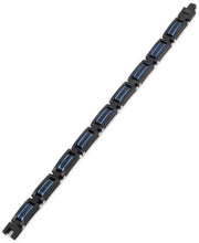 Load image into Gallery viewer, Sutton Stainless Steel Black and Blue Link Bracelet