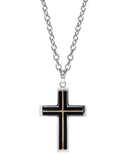 Load image into Gallery viewer, Sutton Tri-Tone Stainless Steel Cross Pendant Necklace