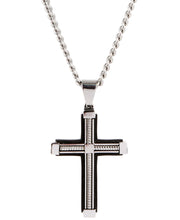 Load image into Gallery viewer, Sutton Stainless Steel Cable Cross Pendant Necklace