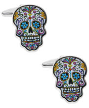 Load image into Gallery viewer, Sutton Silver-Tone Sugar Skull Cufflinks