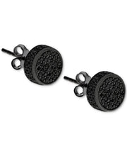 Load image into Gallery viewer, Men's Black-Tone Sterling Silver & Jet Cubic Zirconia Stud Earrings