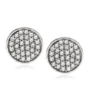 Load image into Gallery viewer, Men&#39;s Sterling Silver Crystal CZ Round Stud Earrings
