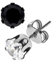 Load image into Gallery viewer, Sutton Stainless Steel Two-Tone Cubic Zirconia Stud Earrings