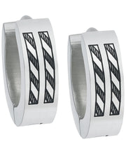 Load image into Gallery viewer, Sutton Stainless Steel Etched Stripes Huggie Earring Set