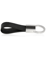 Load image into Gallery viewer, Sutton Stainless Steel Black Leather Key Ring