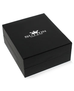 Sutton Stainless Steel Black Leather Key Ring