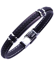 Load image into Gallery viewer, Sutton Stainless Steel Stationed Silicone Bracelet with Braided Stripe Detail