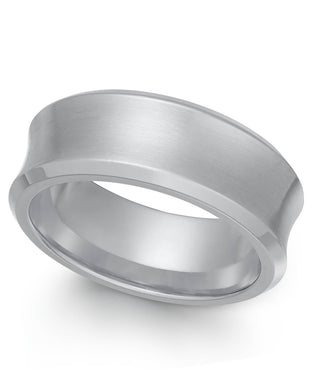 Stainless Steel Men's Matte Finish Concave Ring