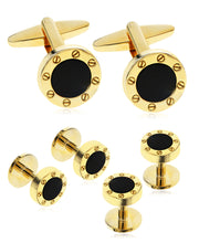 Load image into Gallery viewer, Men&#39;s Gold-Tone 3-Pc. Set Stone Cufflinks &amp; Tuxedo Buttons