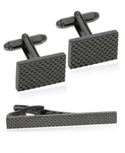 Load image into Gallery viewer, Men's Gunmetal Textured Cufflinks & Tie Bar Set