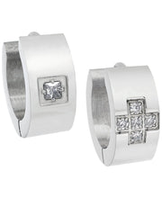 Load image into Gallery viewer, Sutton Stainless Steel and Cubic Zirconia Huggie Earring Set