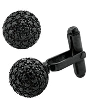 Load image into Gallery viewer, Sutton Ruthenium Plated Sterling Silver Black Cubic Zirconia Orb Cufflinks
