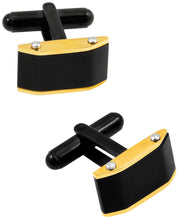 Load image into Gallery viewer, Sutton Stainless Steel Black and Gold Cufflinks