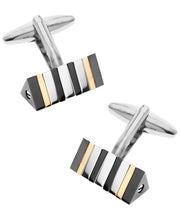 Load image into Gallery viewer, Sutton Stainless Steel Multi-Tone Twisting Pyramid Cufflinks