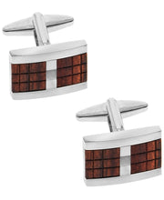 Load image into Gallery viewer, Sutton Silver-Tone Wood Inset Cufflinks