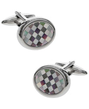 Load image into Gallery viewer, Sutton Silver-Tone Checkered Mother of Pearl Cufflinks