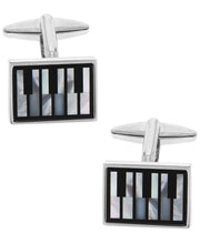 Load image into Gallery viewer, Sutton Silver-Tone Mother of Pearl Piano Keys Cufflinks
