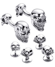 Load image into Gallery viewer, Sutton Sterling Silver Skull Cufflink and Tuxedo Button Set