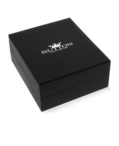 Sutton Stainless Steel and Black Cufflinks and Tie Clip Set 