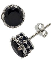 Load image into Gallery viewer, Sutton Stainless Steel Black Cubic Zirconia Filigree Trim Stud Earring