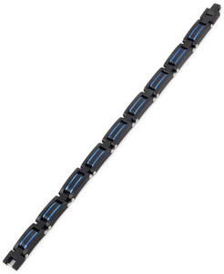 Sutton Stainless Steel Black and Blue Link Bracelet