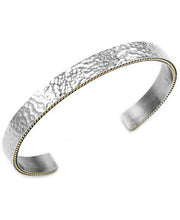Load image into Gallery viewer, Sutton Stainless Steel Hammered Bangle Bracelet With Gold-Tone Trim