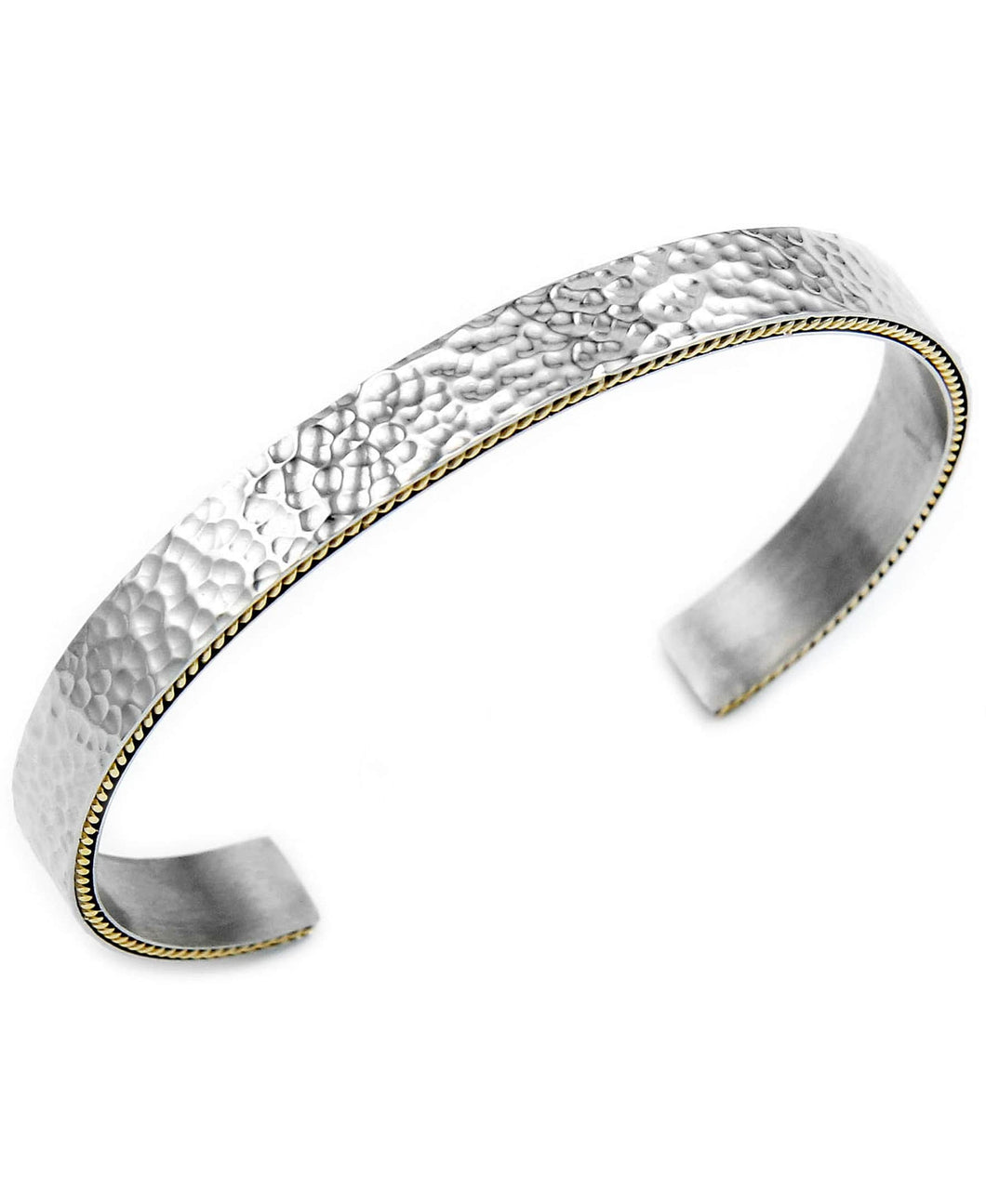 Sutton Stainless Steel Hammered Bangle Bracelet With Gold-Tone Trim