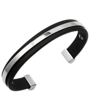 Load image into Gallery viewer, Sutton Stainless Steel Center Strip Black Bangle Bracelet