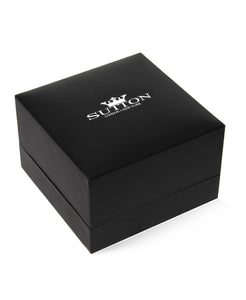 Sutton Stainless Steel Leather Bracelet with Chain Detail Gift Box