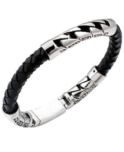 Load image into Gallery viewer, Sutton Stainless Steel Filigree and Braided Leather Bracelet