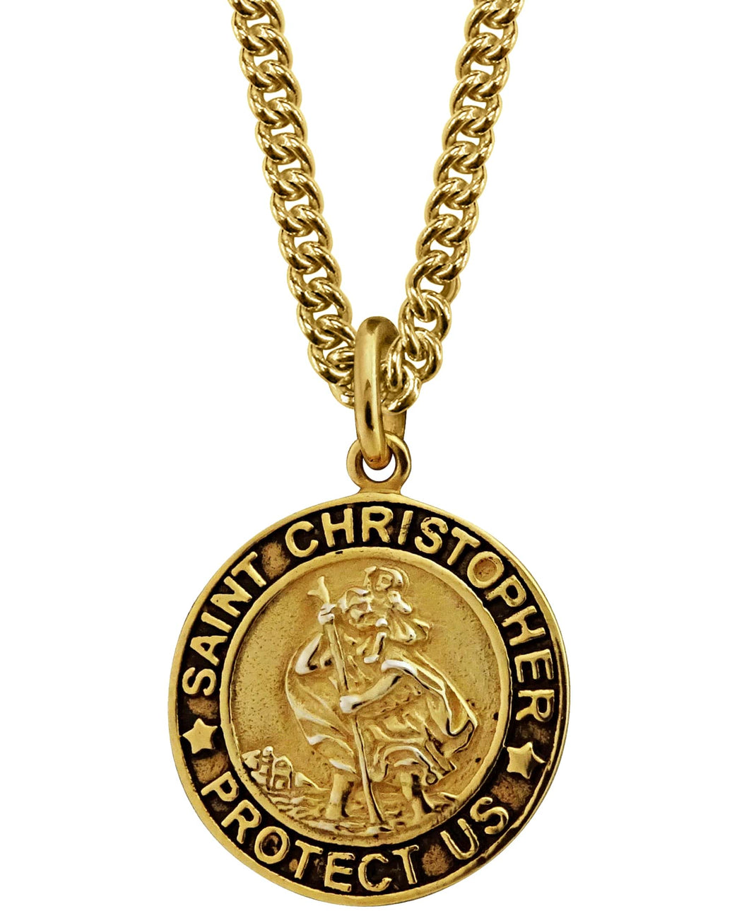 Sutton Gold Plated Sterling Silver Saint Christopher Pendant Necklace