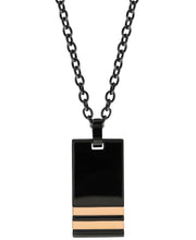 Load image into Gallery viewer, Sutton Stainless Steel Black Pendant Necklace With Double Rose Gold Stripe