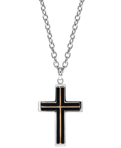 Sutton Tri-Tone Stainless Steel Cross Pendant Necklace