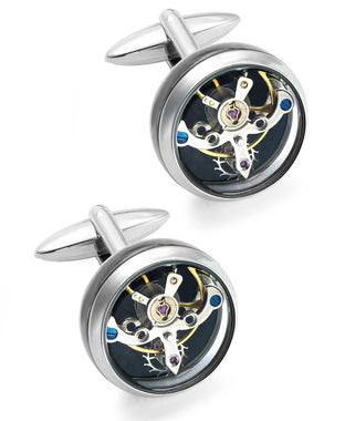 Men's Stainless Steel Clock Cuff Links