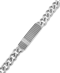 Men's Stainless Steel Ribbed ID Bracelet