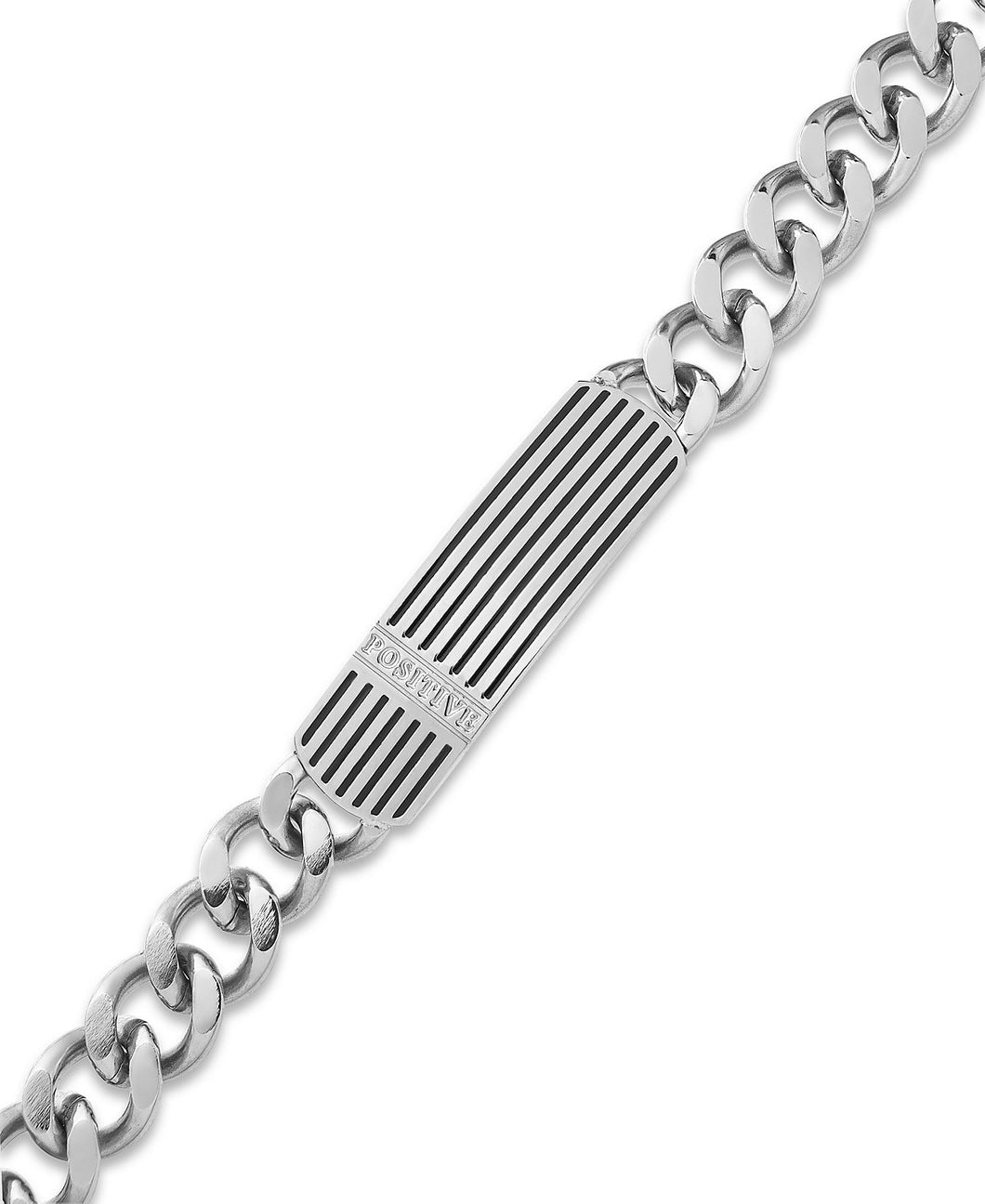 Men's Stainless Steel Ribbed ID Bracelet