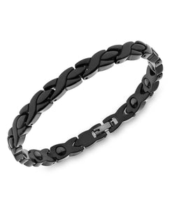 Men's Black Stainless Steel Criss-Cross Link Bracelet