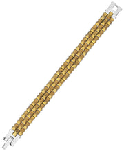 Load image into Gallery viewer, Sutton Stainless Steel Gold-Tone Three Row Studded Link Bracelet