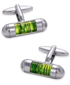 Sutton by Men's Stainless Steel Green Level Tube Cuff Links