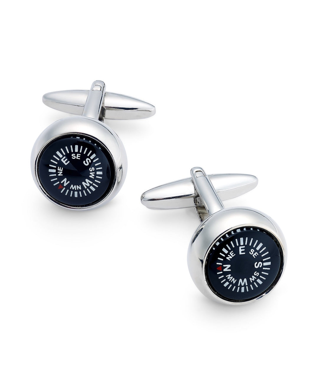 Sutton by Men's Silver-Tone Compass Cuff Links