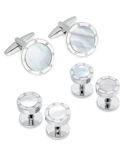 Sutton by Stainless Steel Mother-of-Pearl Stone 2-Pc. Set Cuff Links