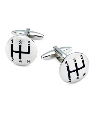 Men's Silver-Tone Gear Shift Cufflinks