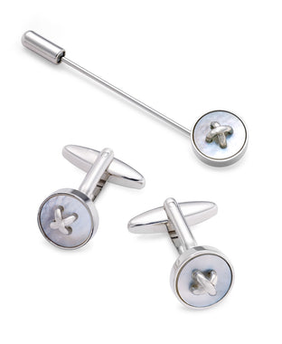 Sutton Men's Silver-Tone Cufflinks & Lapel Pin Set