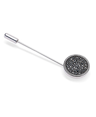 Men's Silver-Tone Jet Cubic Zirconia Lapel Pin