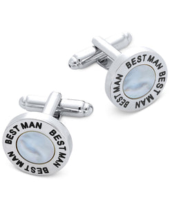 Sutton by Men's Silver-Tone & Imitation Mother-of-Pearl Best Man Cufflinks
