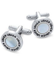 Load image into Gallery viewer, Men&#39;s Silver-Tone Mother-of-Pearl Usher Cufflinks